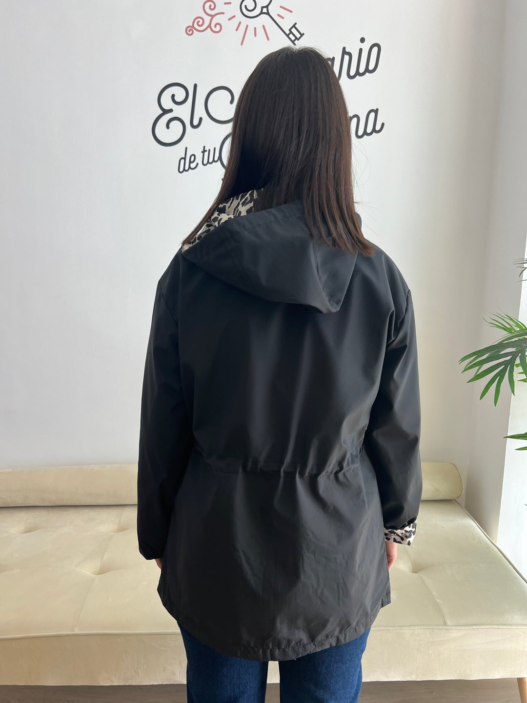 Chaqueta Reversible Leopardo negro