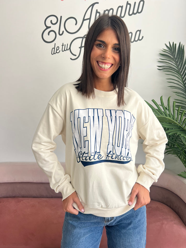 Sudadera New York beige
