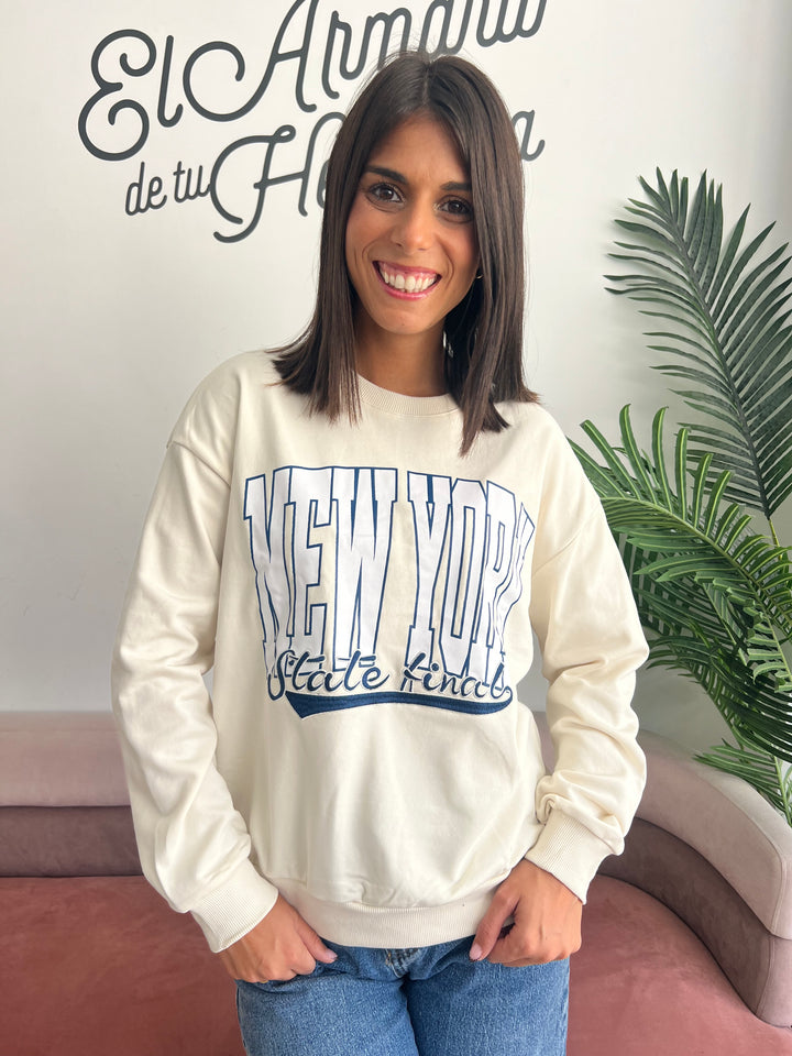 Sudadera New York beige
