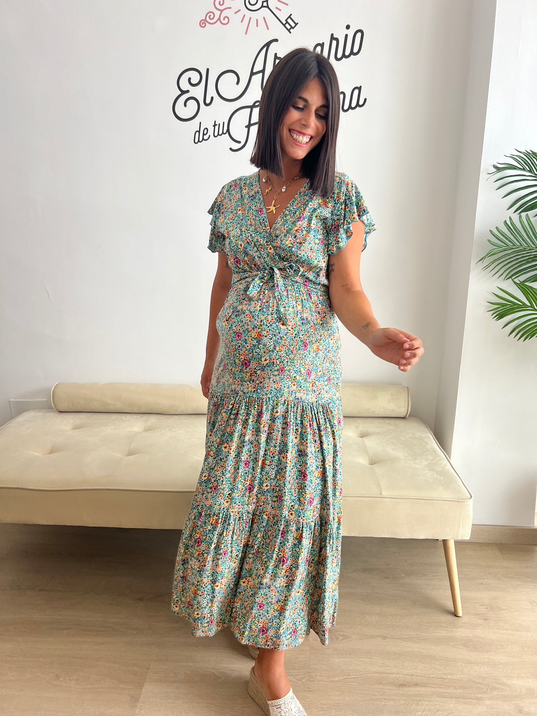 Vestido Chali aguamarina