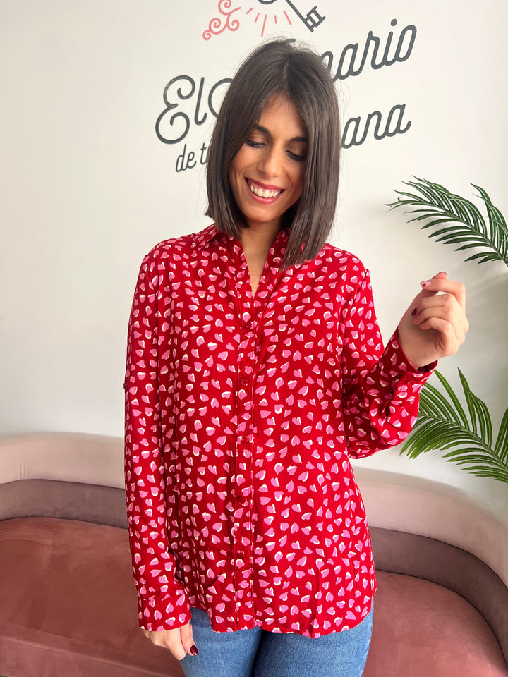 Camisa Corazones rojo