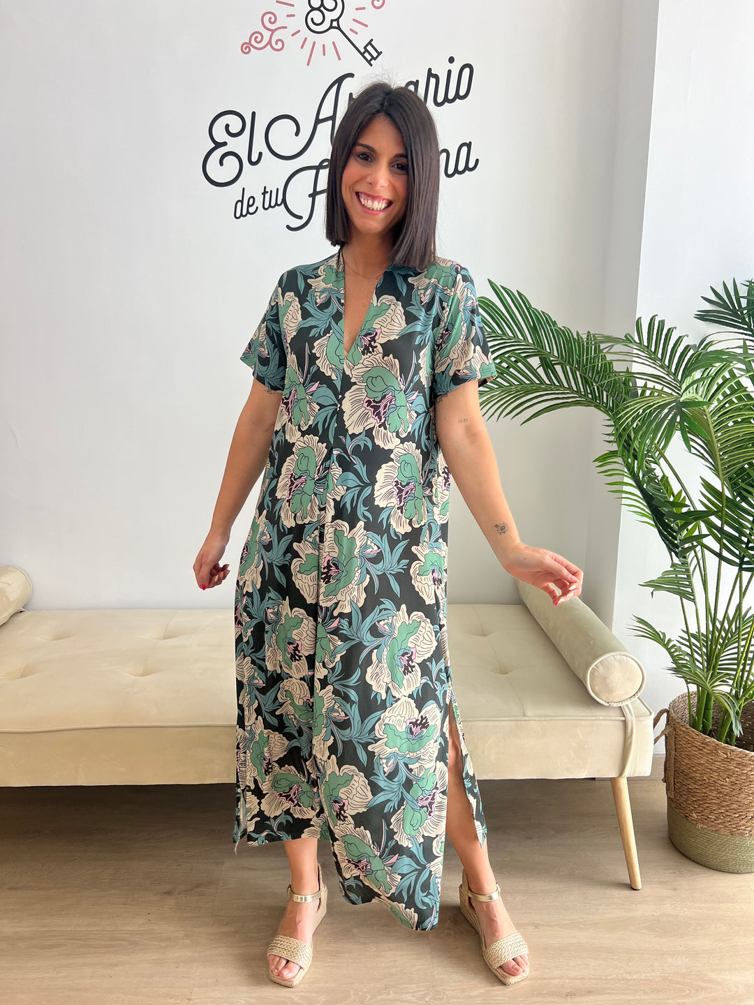 Vestido Corina verde oscuro