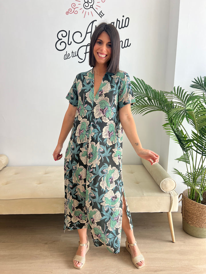 Vestido Corina verde oscuro