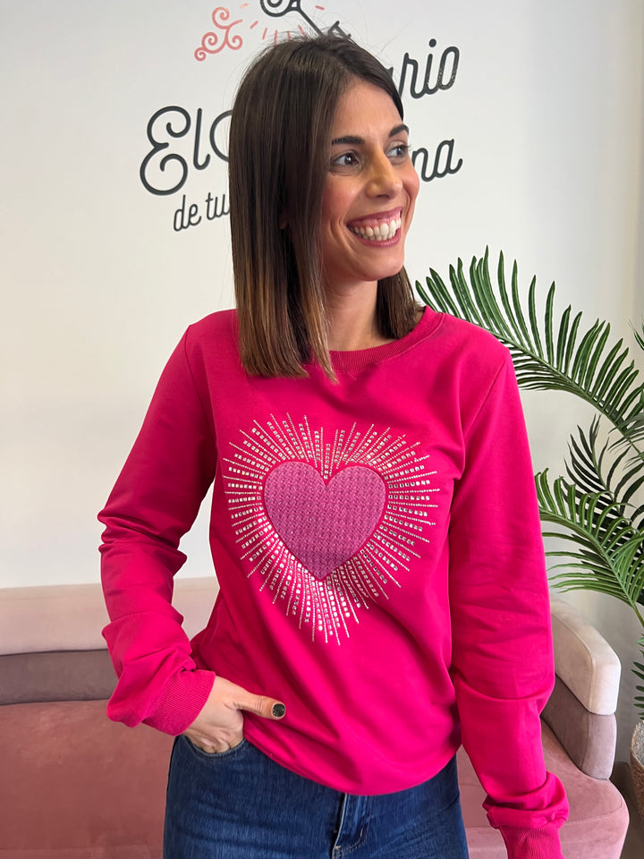 Sudadera Corazón fucsia