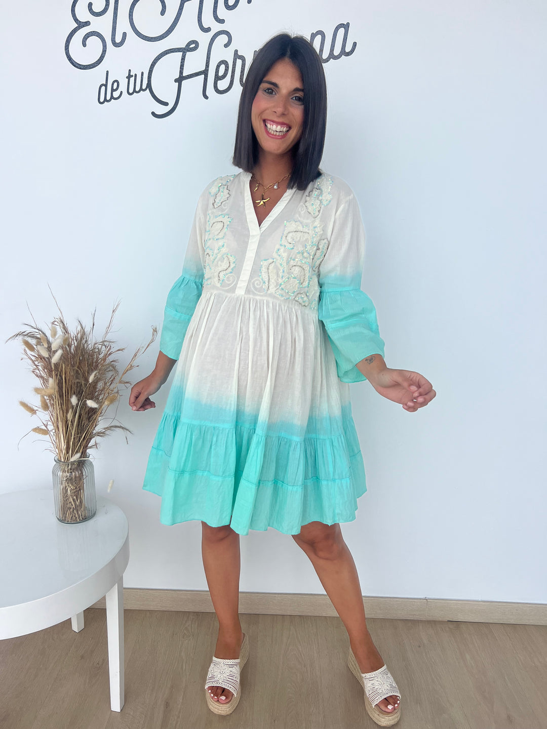 Vestido Miriam turquesa