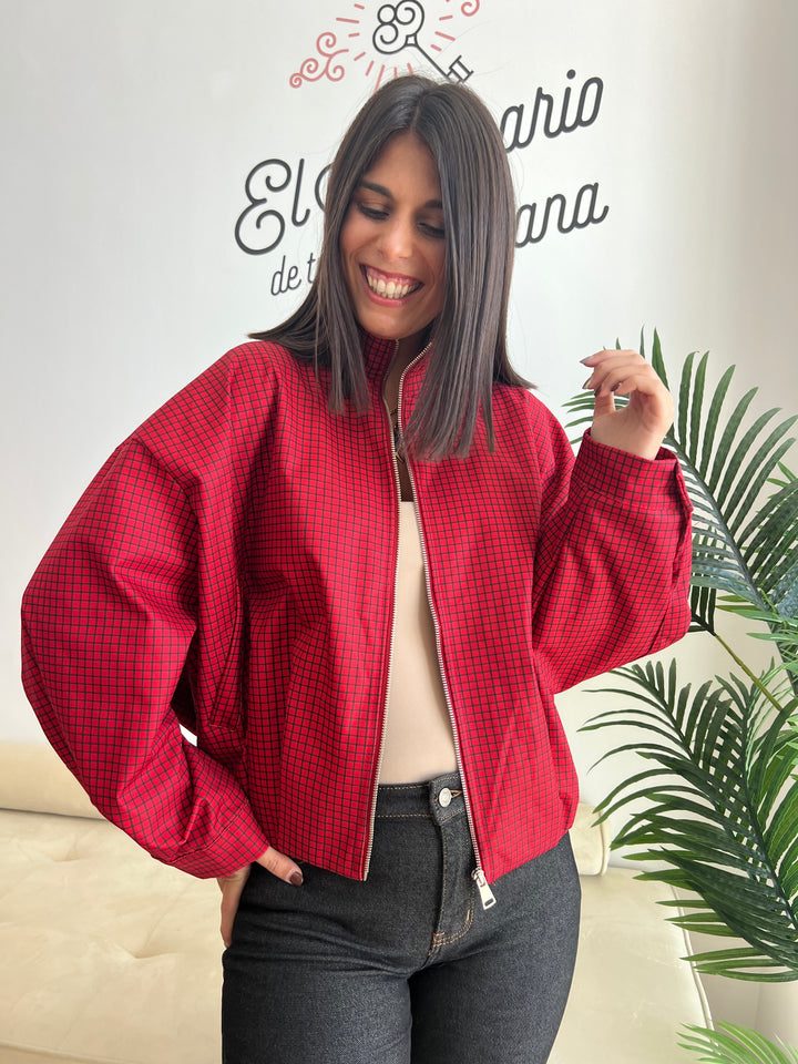 Chaqueta Vichy Bomber rojo