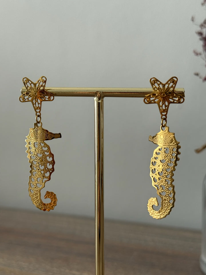 Pendientes Caballito dorado (acero)