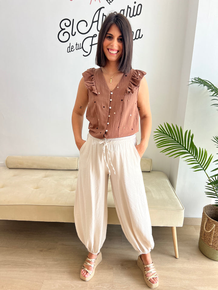 Pantalón Bombacho beige