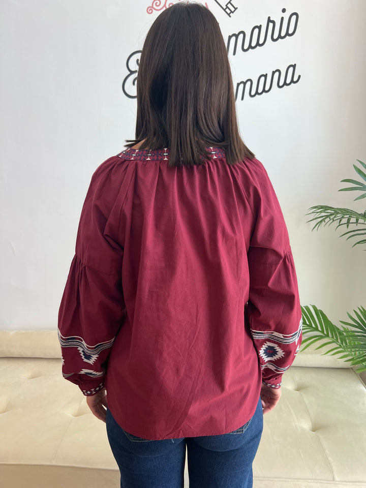 Blusa Nayala burdeos