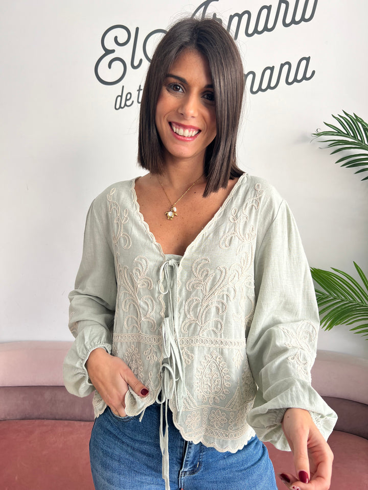 Camisa Lety aguamarina