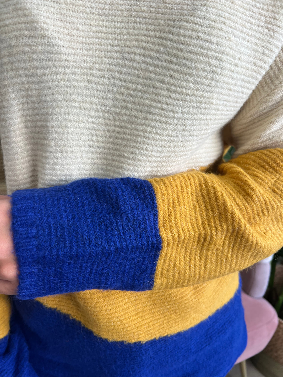 Jersey Chabeli azul y mostaza