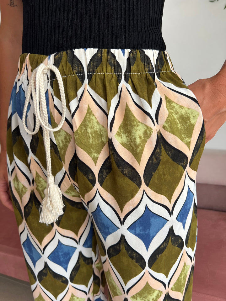 Pantalón Carlota verde y azul