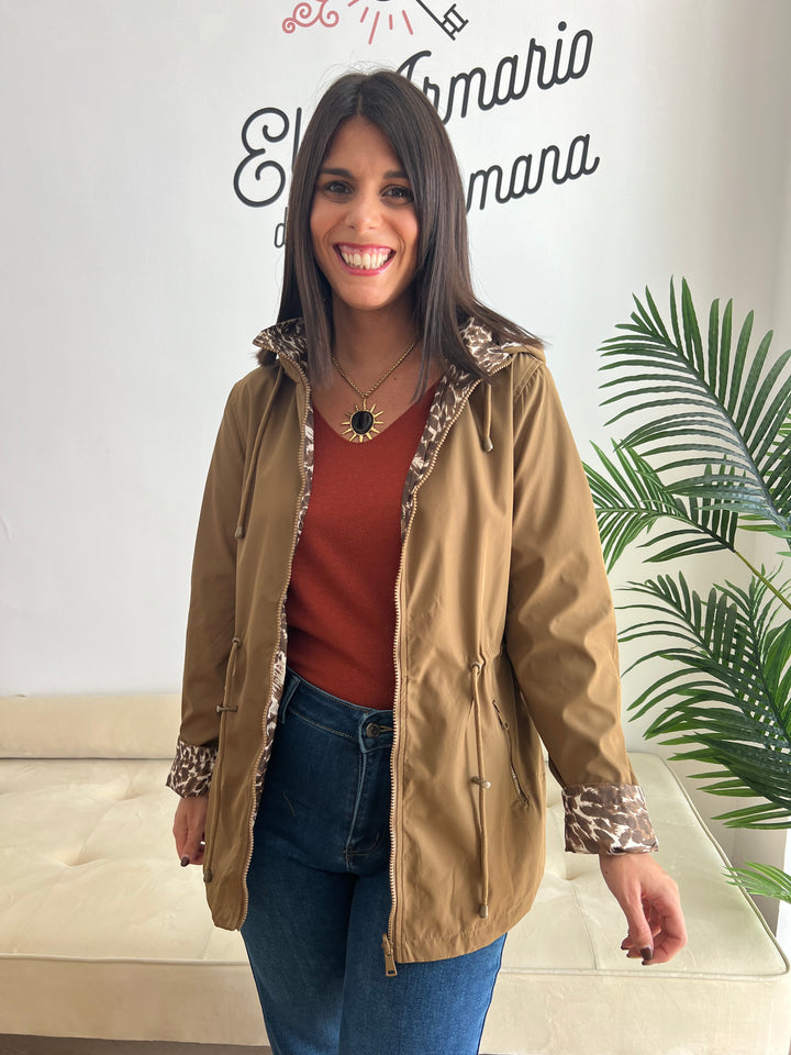 Chaqueta Reversible Leopardo miel
