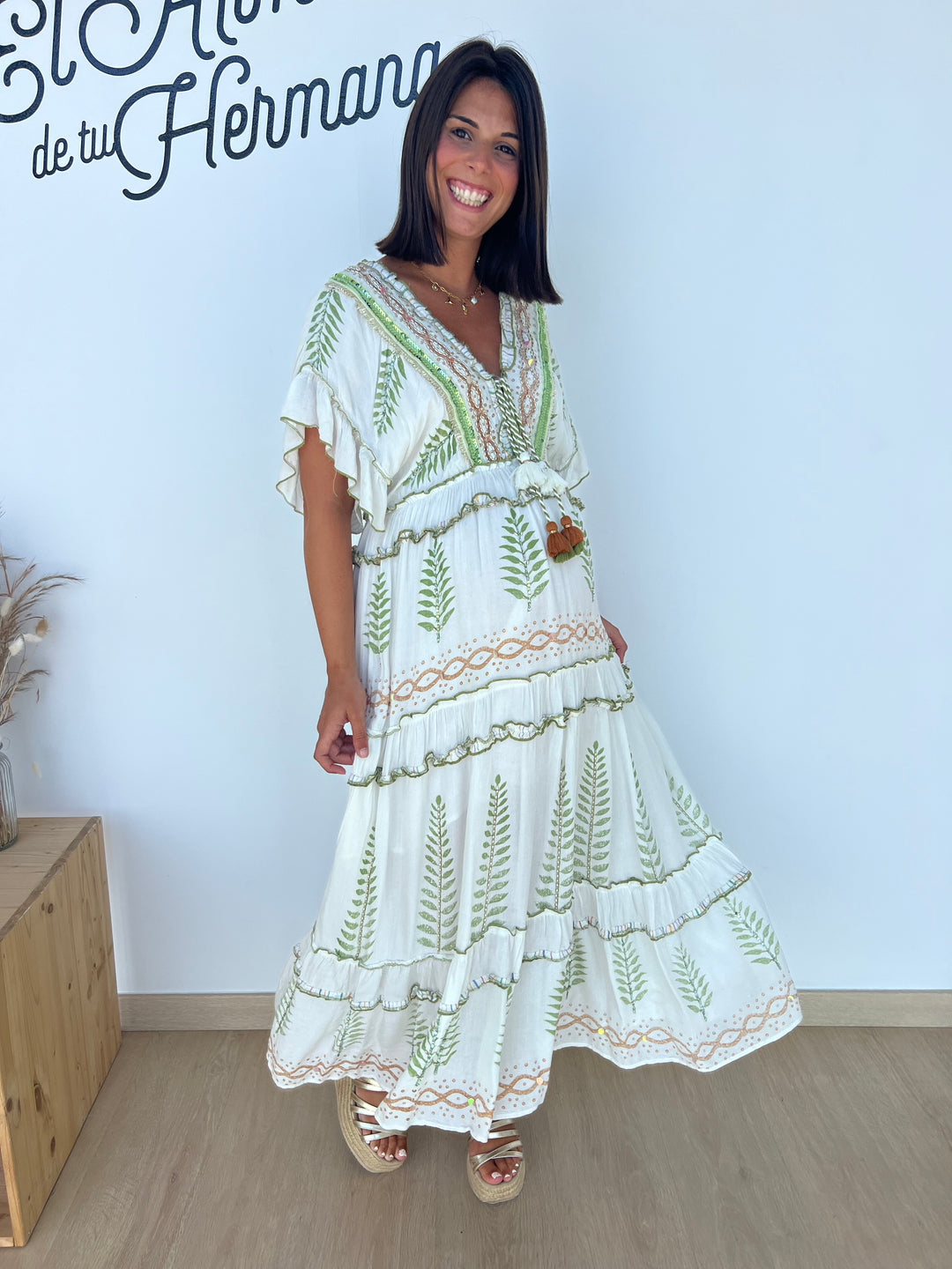 Vestido Mahira militar y marrón