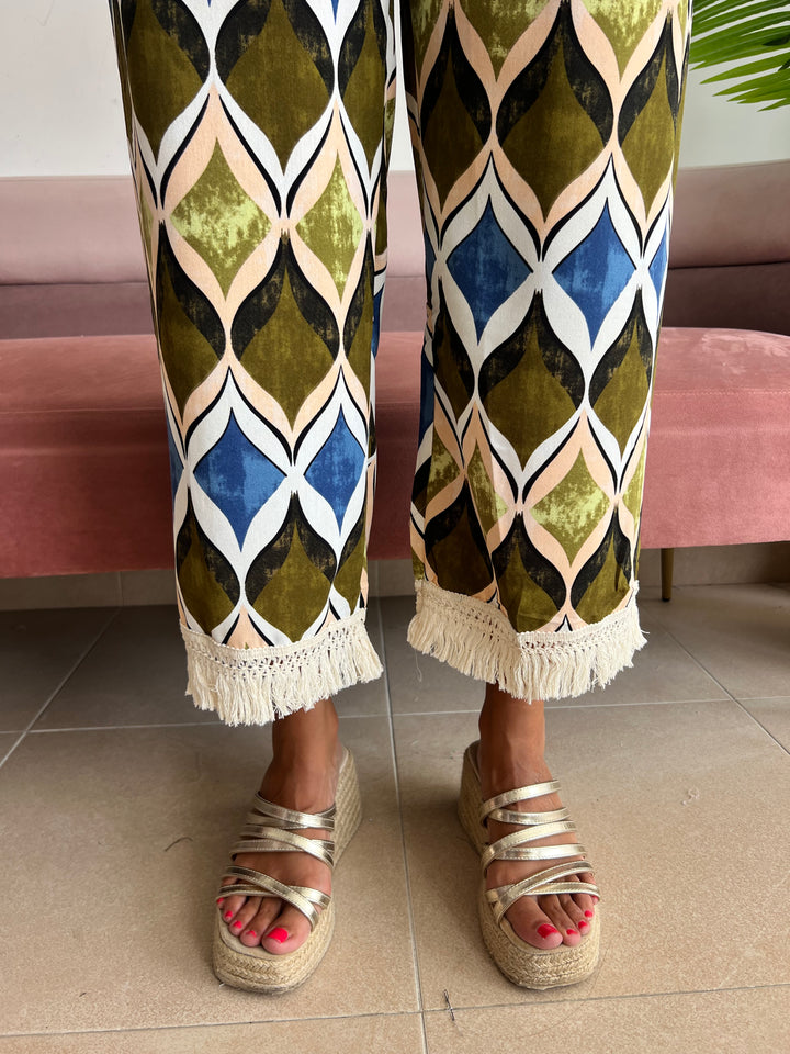 Pantalón Carlota verde y azul