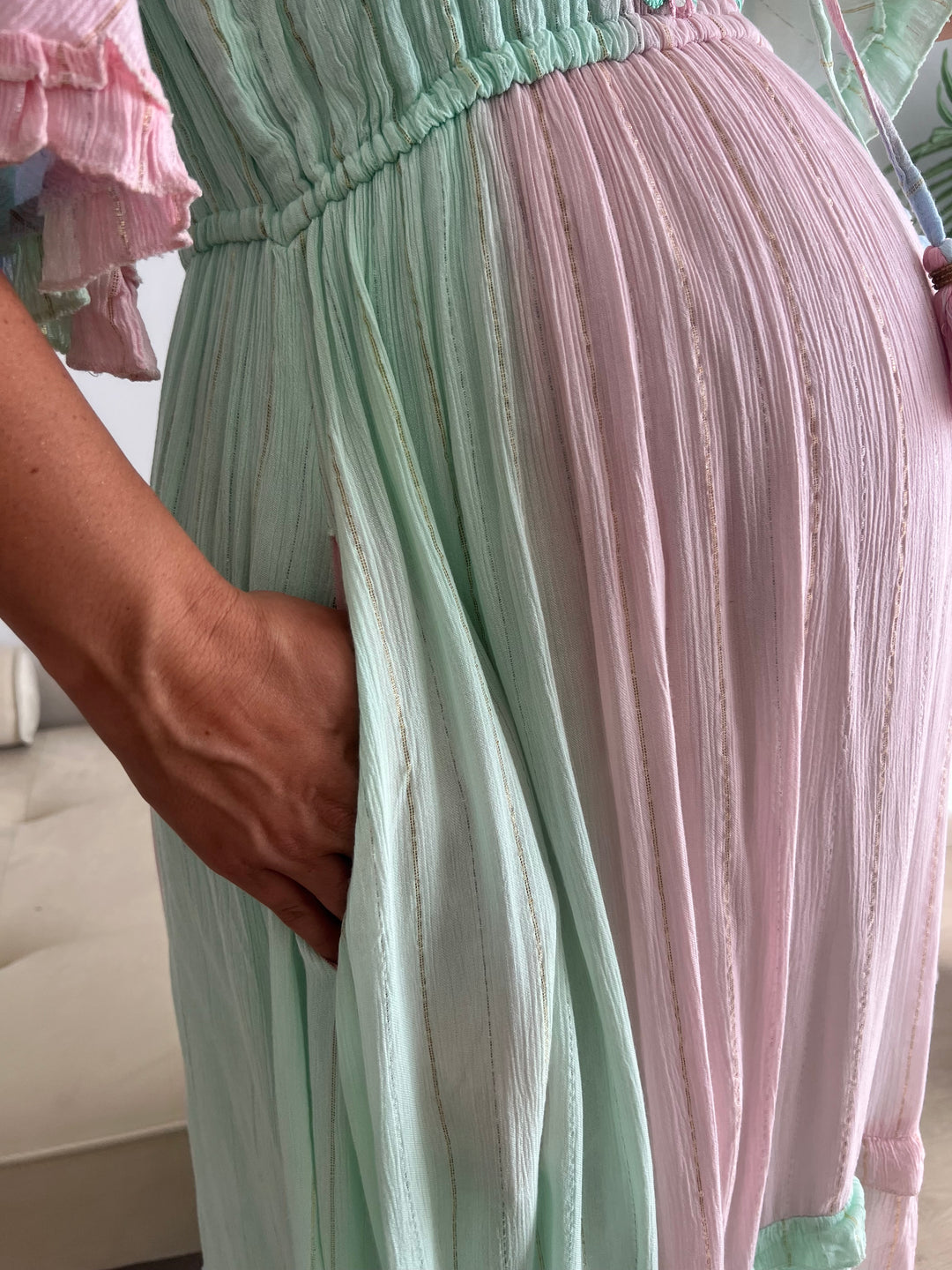 Vestido Manacor celeste y rosa