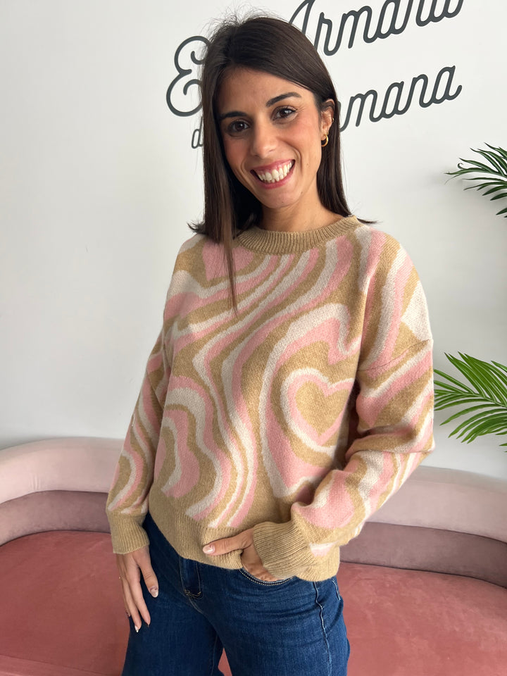 Jersey Corazones camel