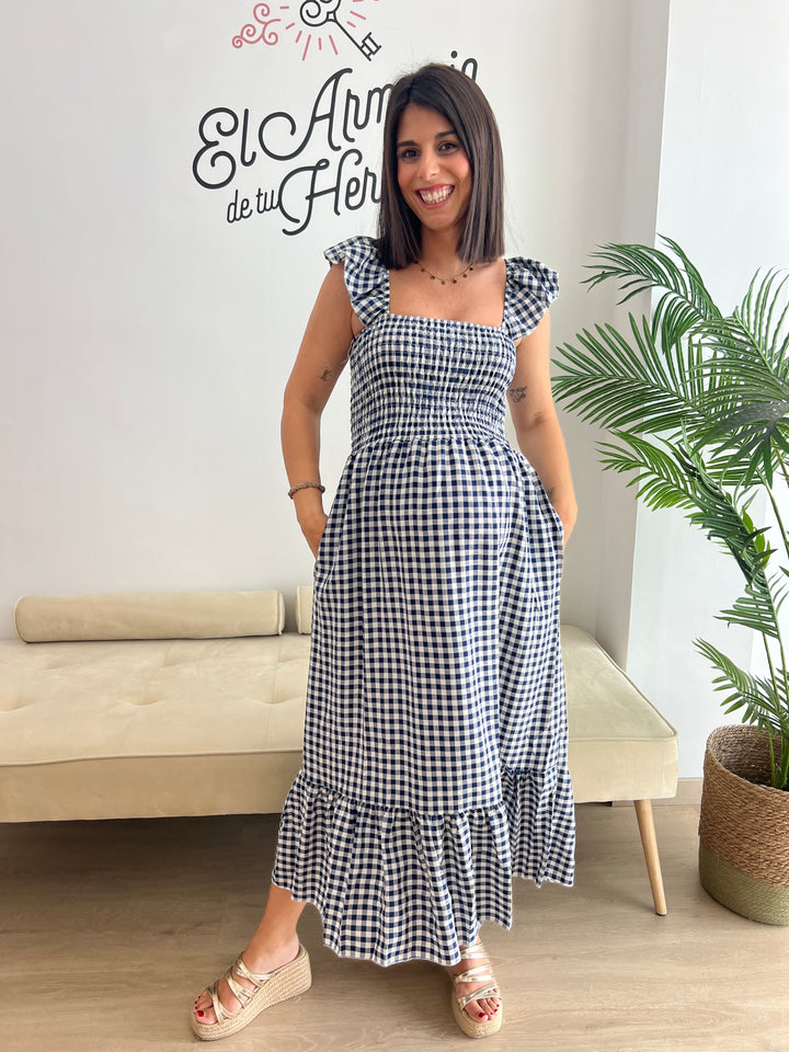 Vestido Vichy azul marino