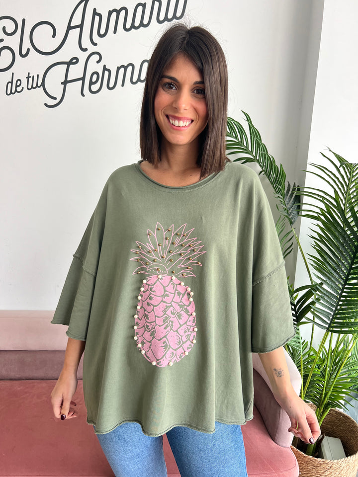 Sudadera Piña verde militar