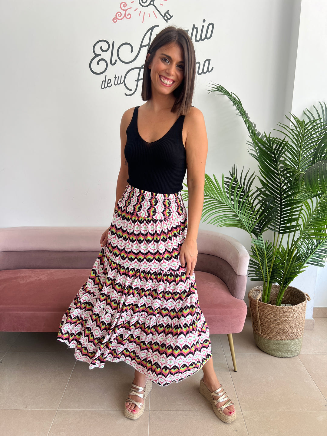 Falda Flori rosa