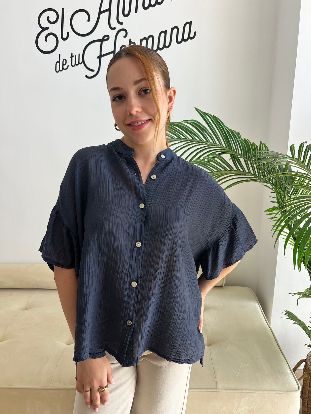 Camisa Sara azul marino