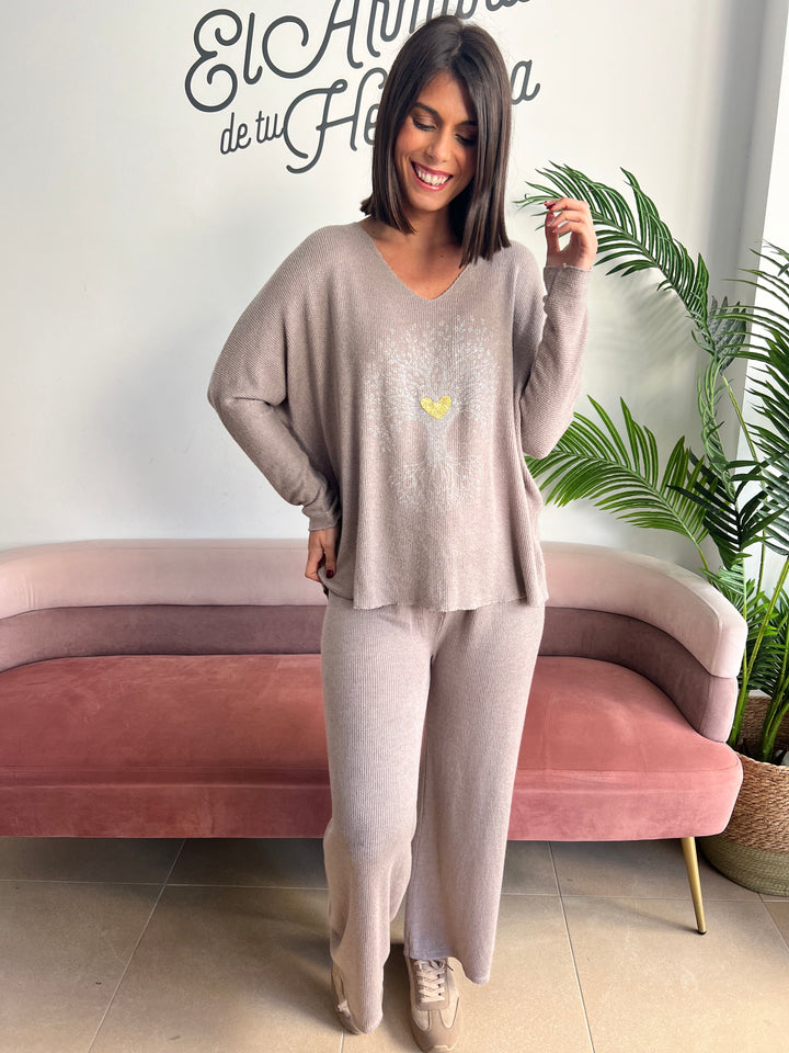 Pantalón Malena topo