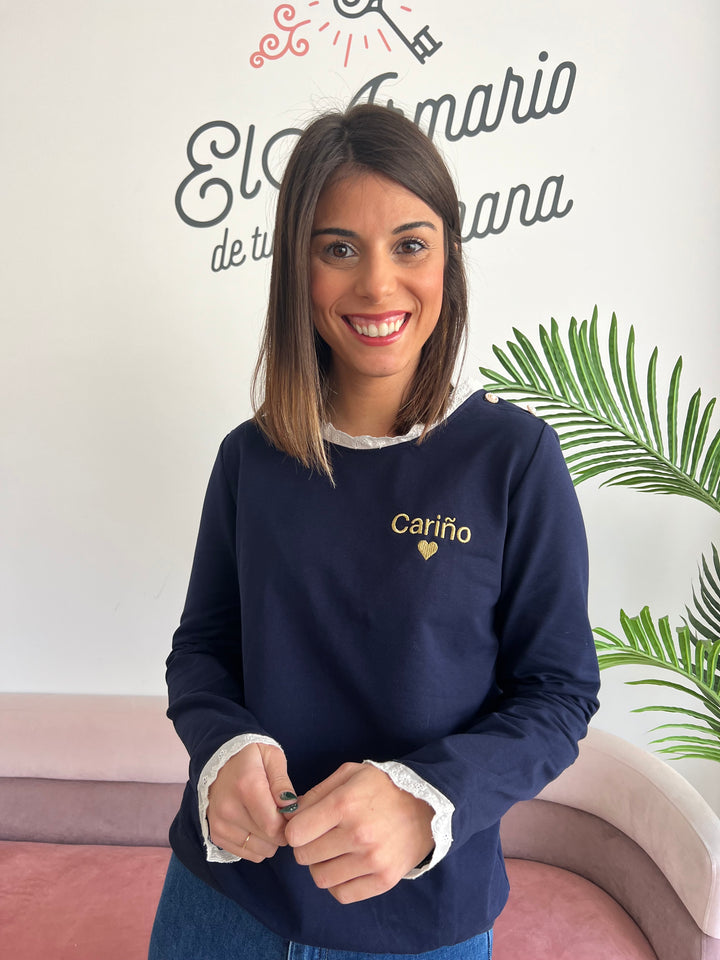 Sudadera Cariño azul marino
