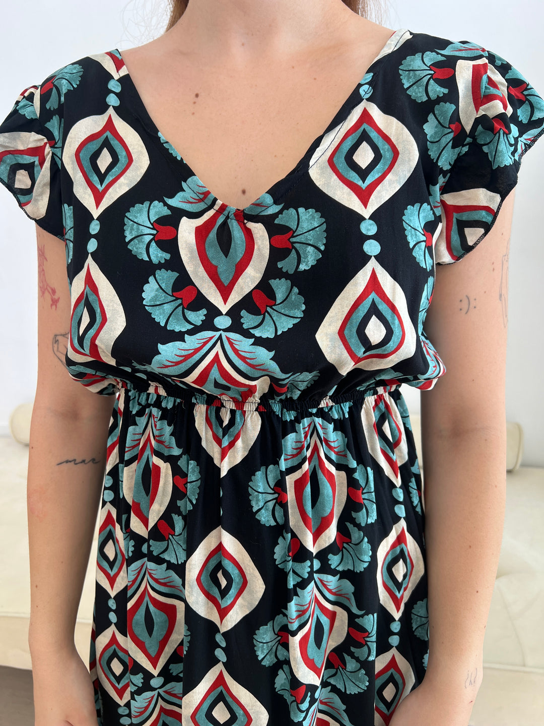 Vestido Nerea negro y turquesa