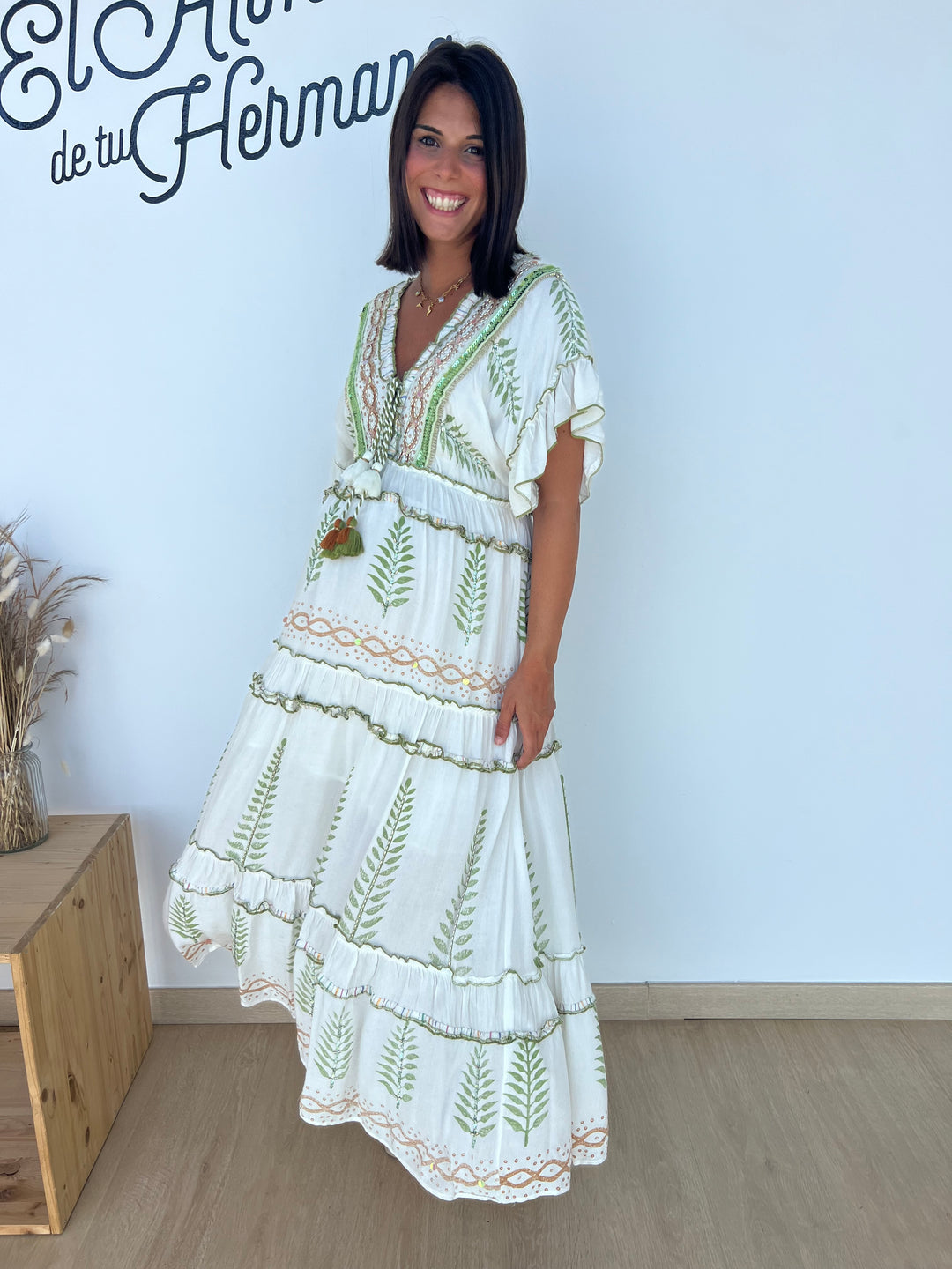 Vestido Mahira militar y marrón