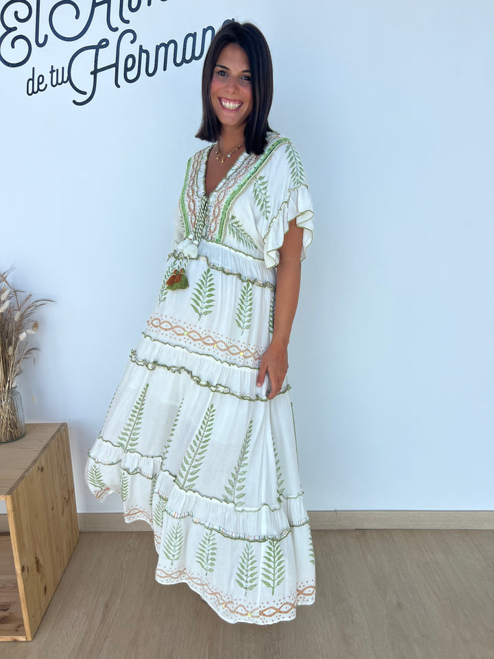Vestido Mahira militar y marrón