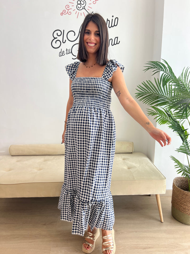 Vestido Vichy azul marino