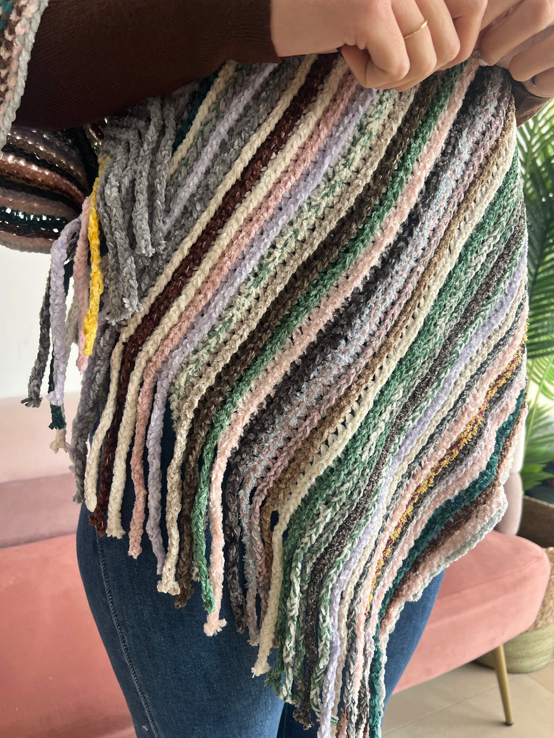 Poncho Ruth gris y amarillo