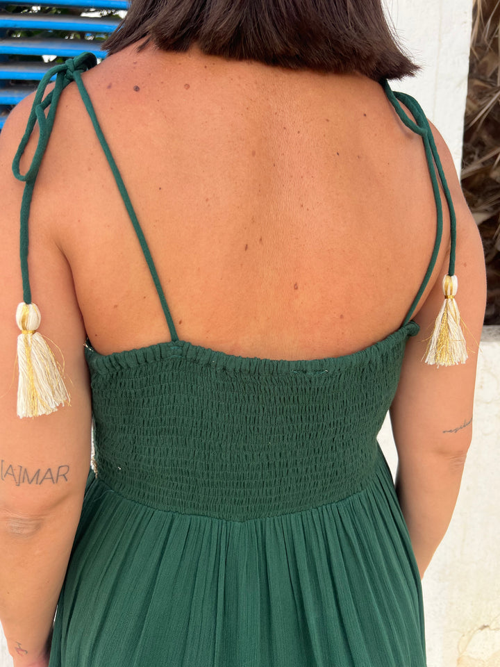Vestido Boho verde oscuro