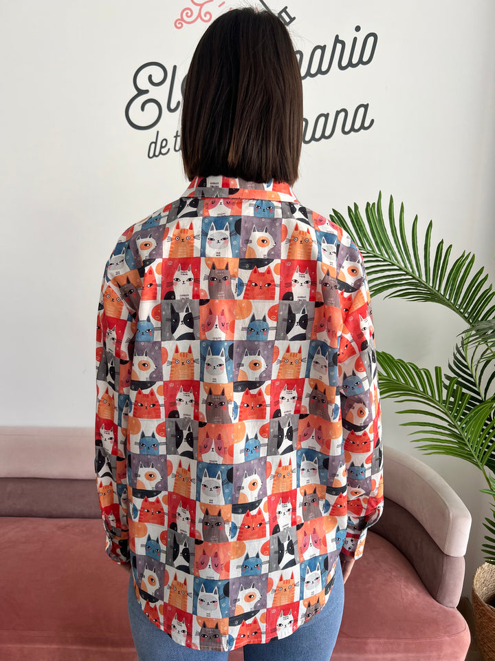 Camisa Gatos Cuadros