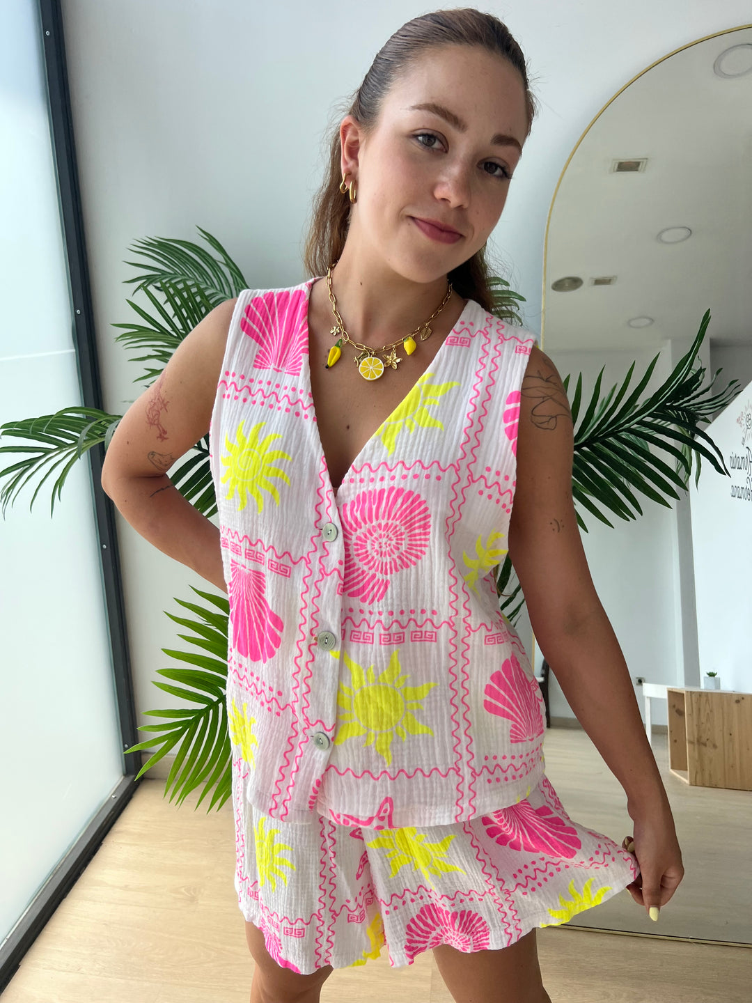 Conjunto Beach rosa