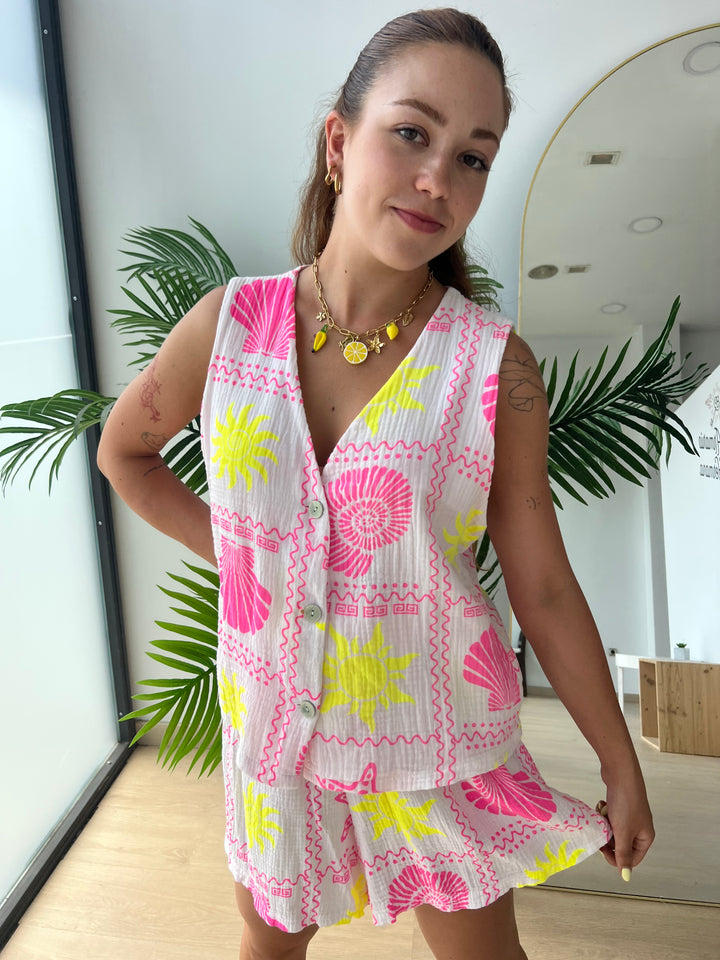Conjunto Beach rosa
