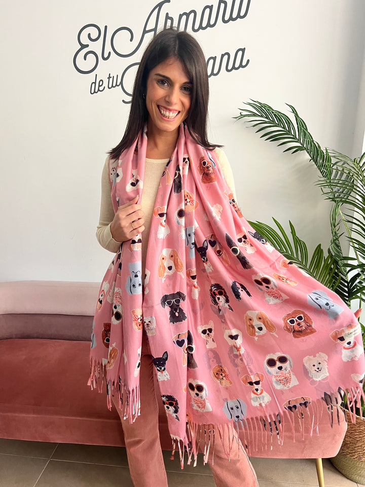 Bufanda Dogs rosa