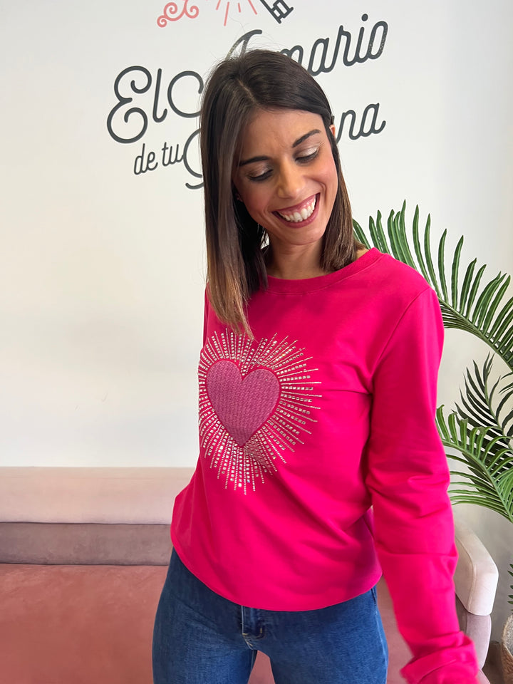 Sudadera Corazón fucsia