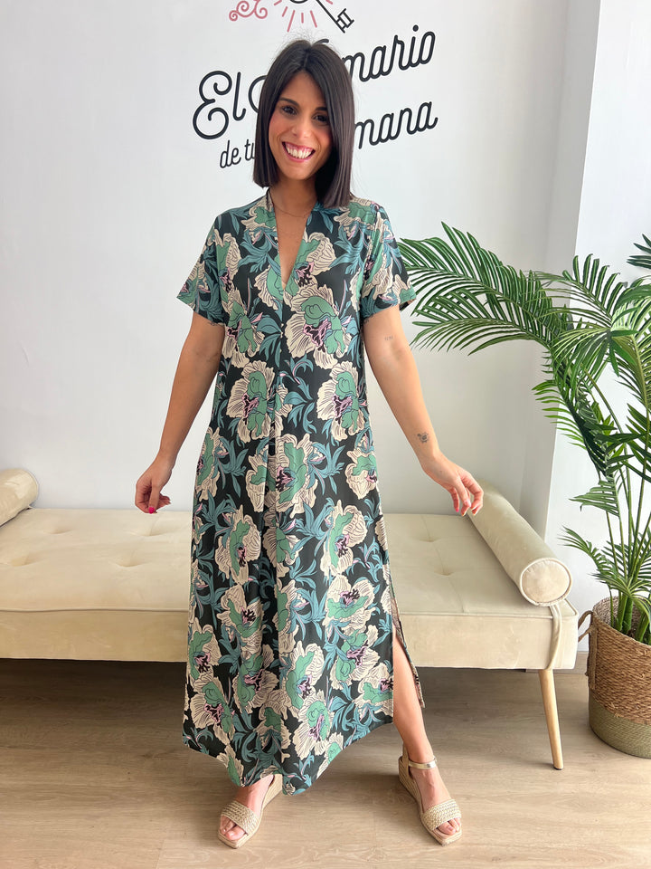 Vestido Corina verde oscuro