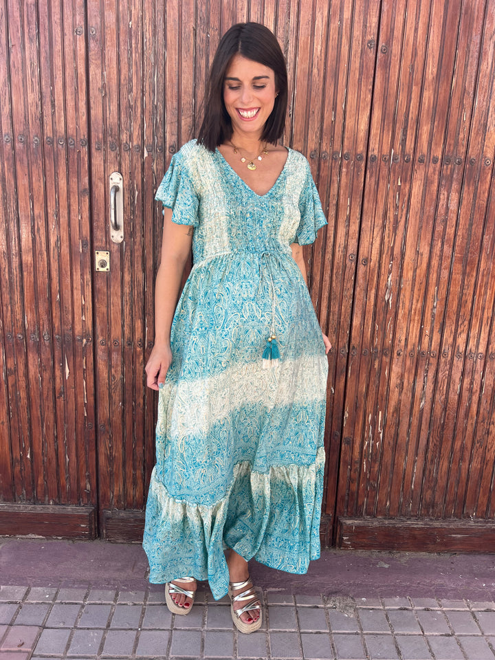 Vestido Mikonos turquesa