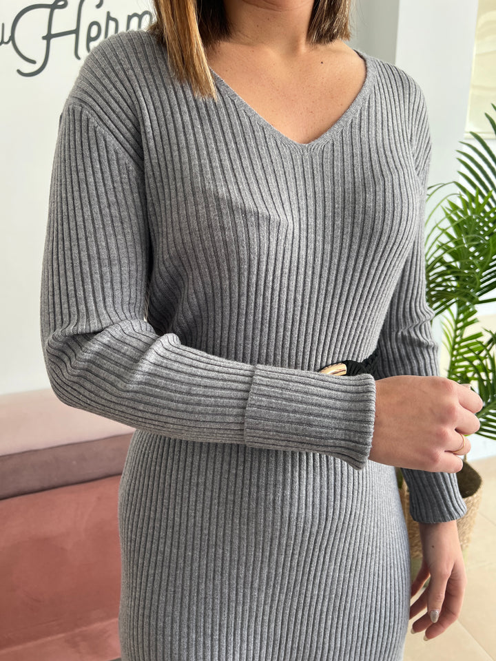 Vestido Canalé gris