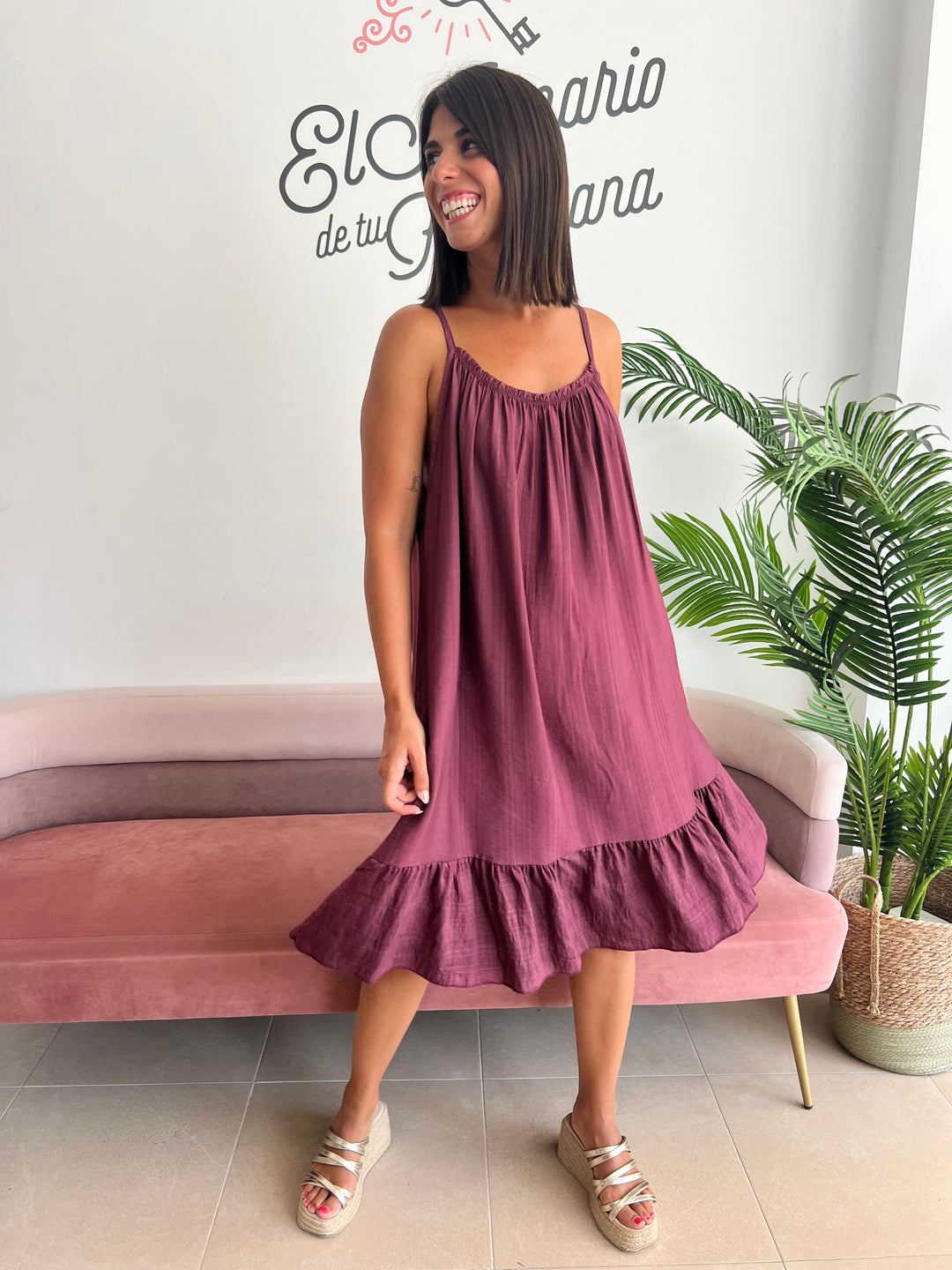 Vestido Alana Corto burdeos