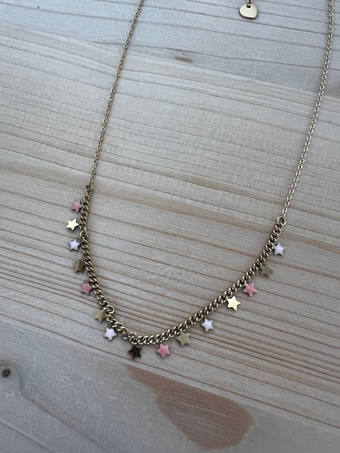 Collar multi stars rosa(acero)