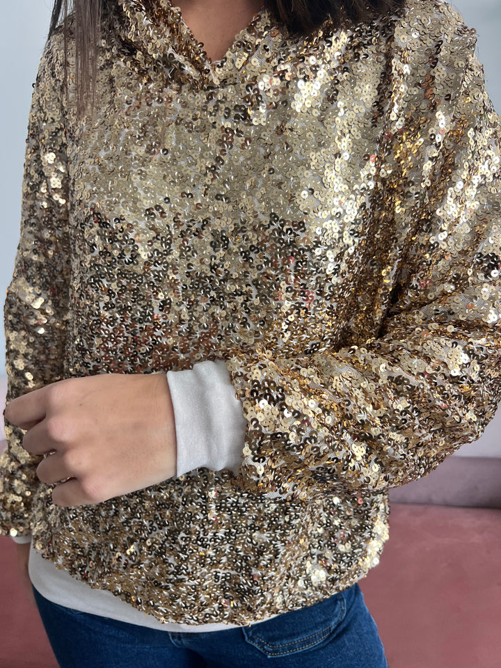 Sudadera Lentejuelas dorado