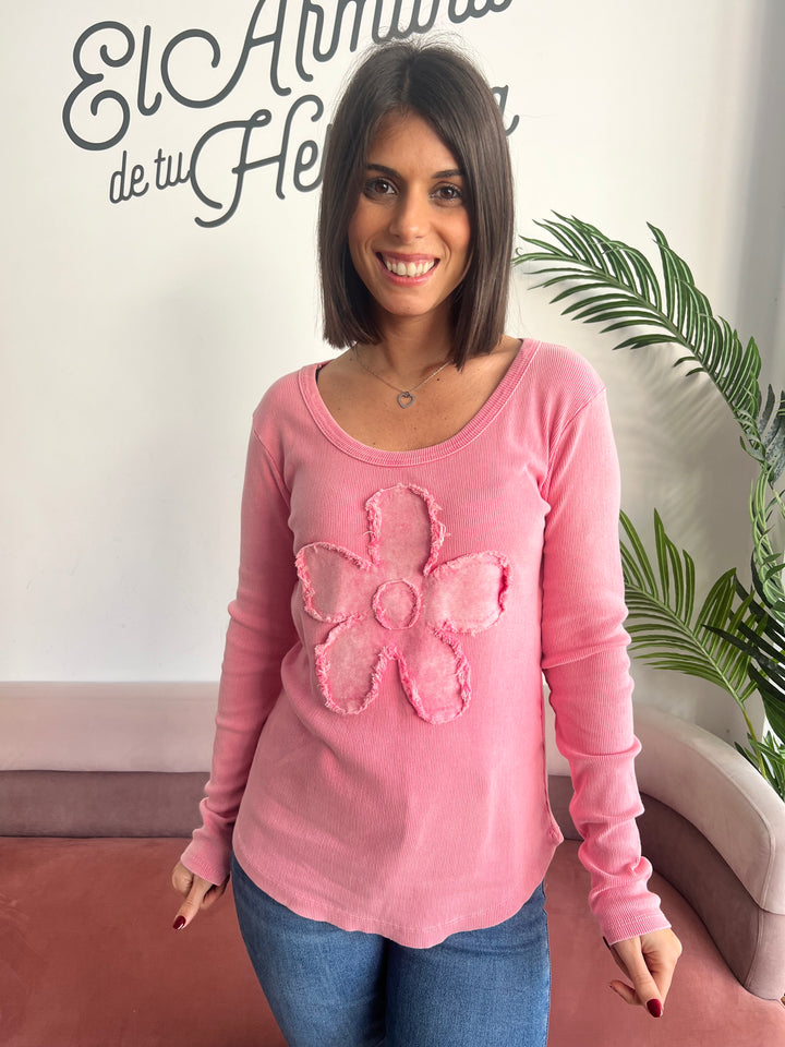 Camiseta Flor rosa