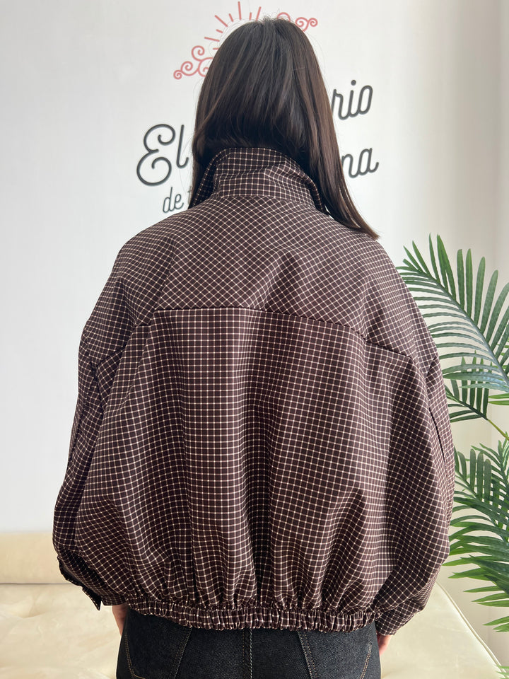 Chaqueta Vichy Bomber marrón