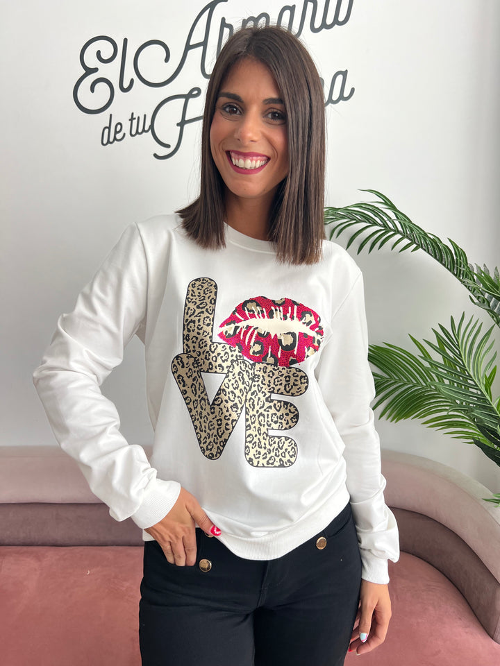 Sudadera Love Print blanco