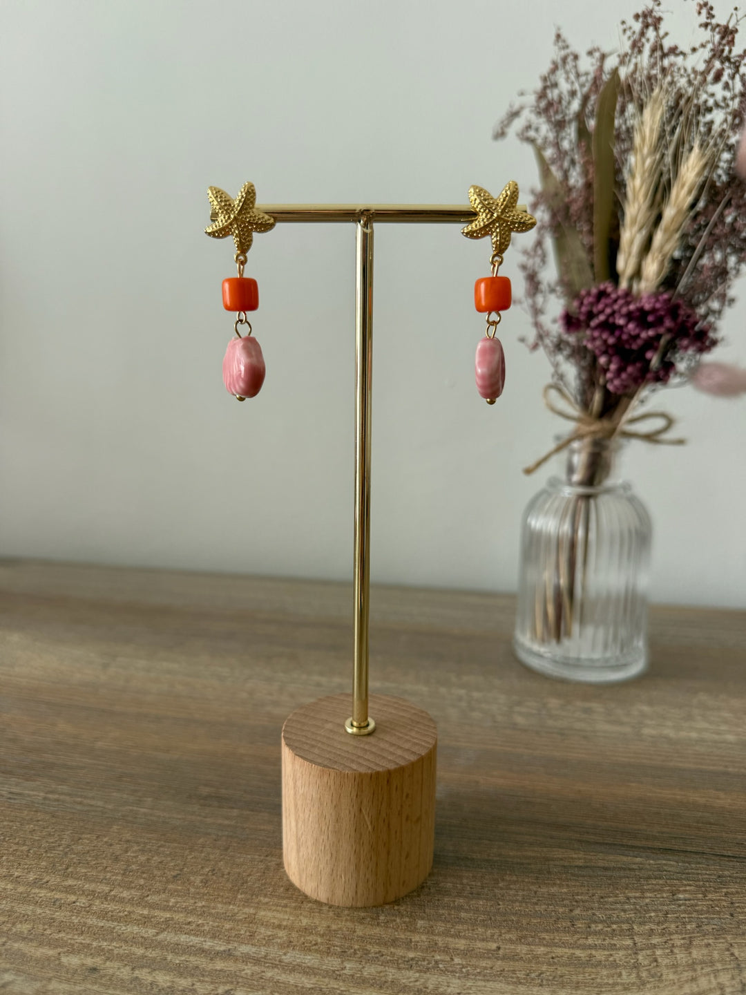 Pendientes Aurora rosa (acero)