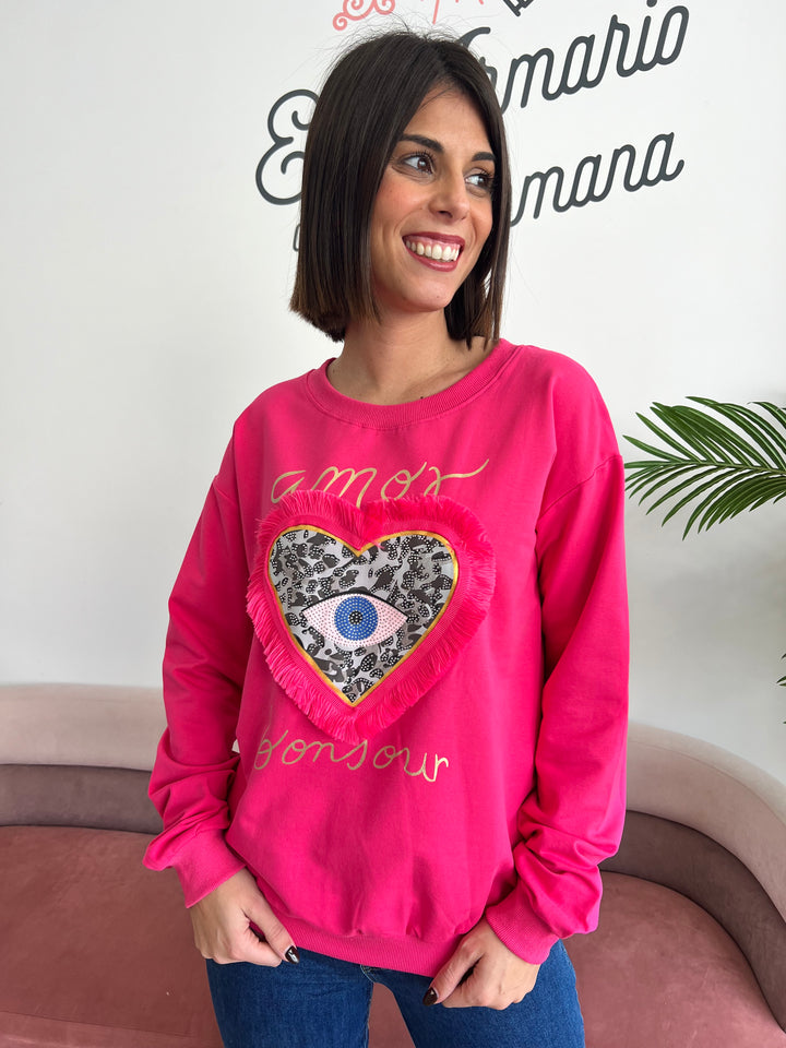 Sudadera Bonjour fucsia