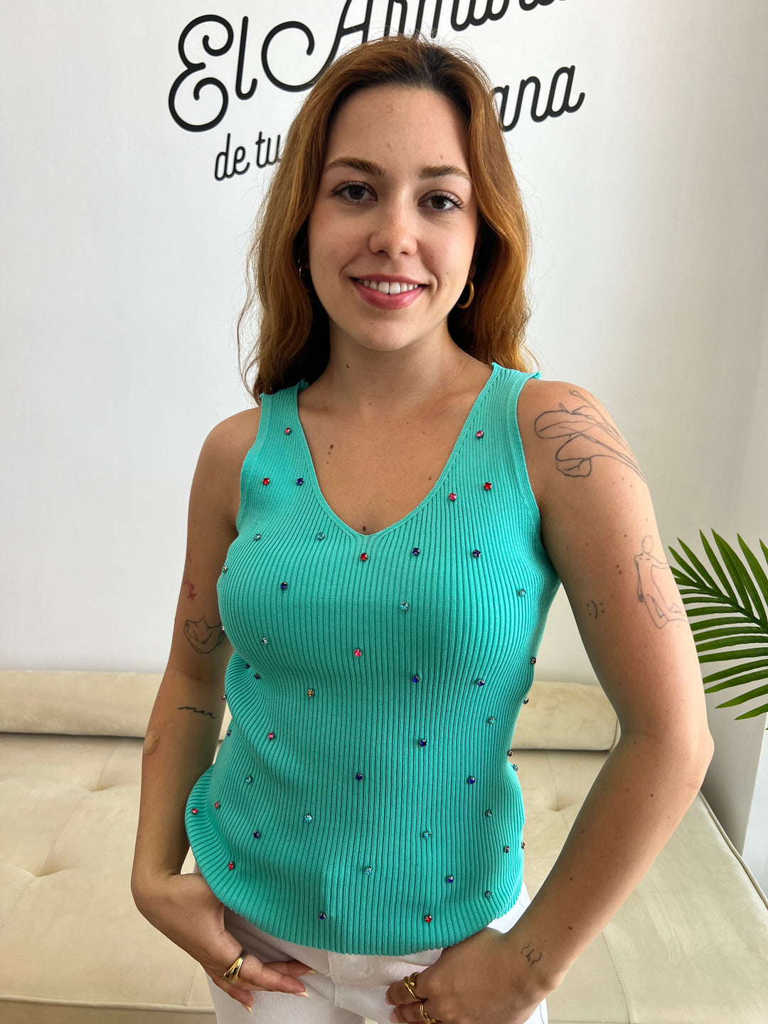 Top Lina turquesa